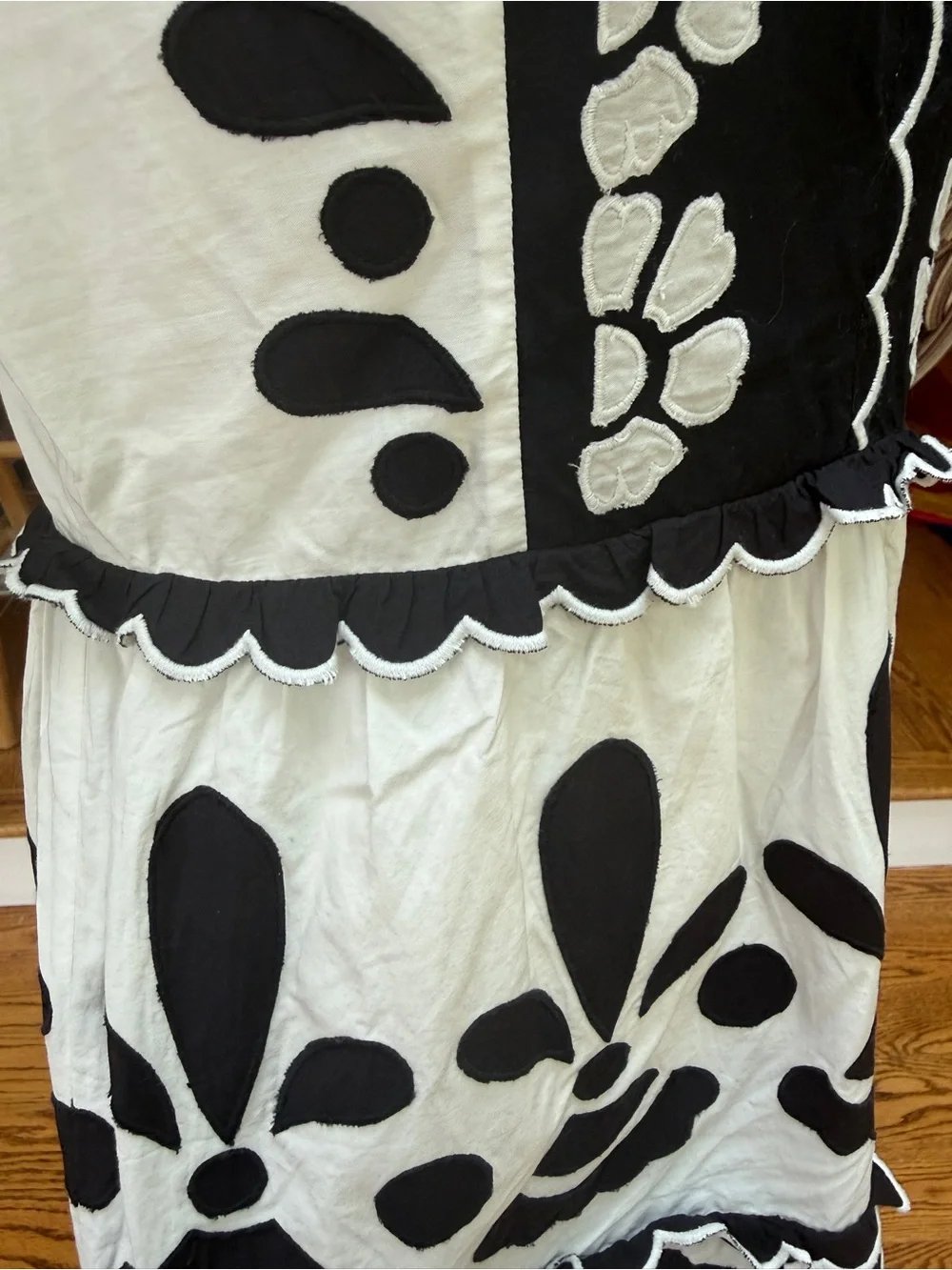 NWT FARM Rio Black & White Floral Tiered Maxi Cotton Dress Size M New